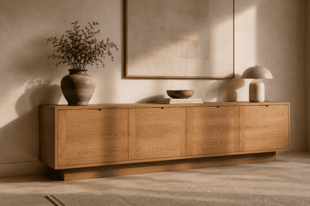Oak sideboard with finger pull handles - Carbis Bay concept